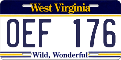 WV license plate OEF176