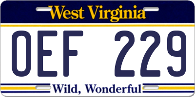 WV license plate OEF229