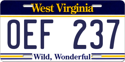 WV license plate OEF237