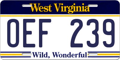 WV license plate OEF239