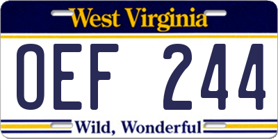 WV license plate OEF244