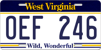 WV license plate OEF246