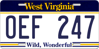 WV license plate OEF247
