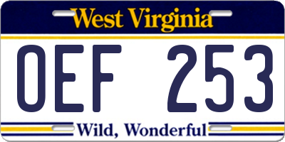WV license plate OEF253