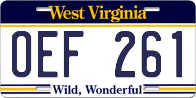WV license plate OEF261
