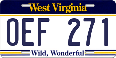 WV license plate OEF271