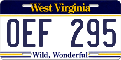 WV license plate OEF295