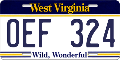 WV license plate OEF324
