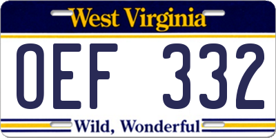 WV license plate OEF332