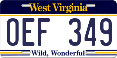 WV license plate OEF349
