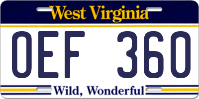 WV license plate OEF360