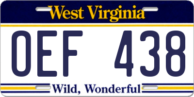 WV license plate OEF438