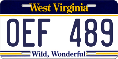 WV license plate OEF489