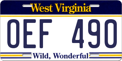 WV license plate OEF490