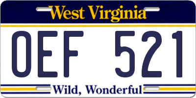 WV license plate OEF521