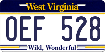 WV license plate OEF528