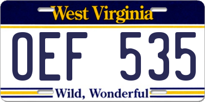 WV license plate OEF535