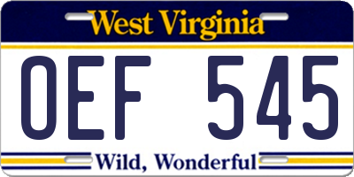 WV license plate OEF545