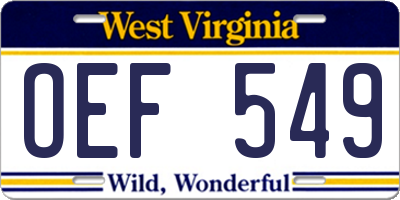 WV license plate OEF549