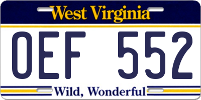 WV license plate OEF552