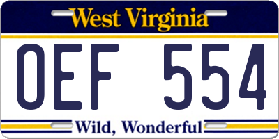 WV license plate OEF554