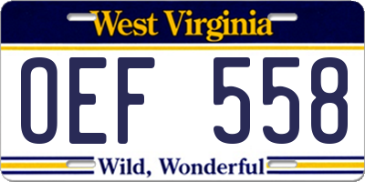 WV license plate OEF558