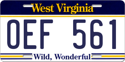 WV license plate OEF561