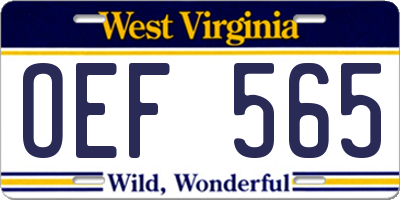 WV license plate OEF565