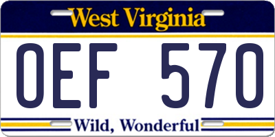 WV license plate OEF570