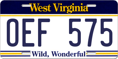 WV license plate OEF575