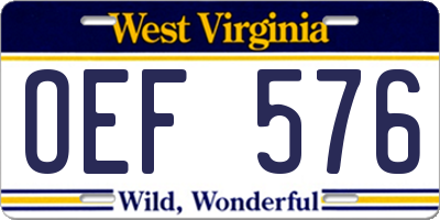 WV license plate OEF576