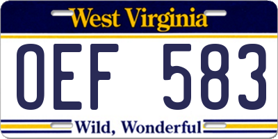 WV license plate OEF583