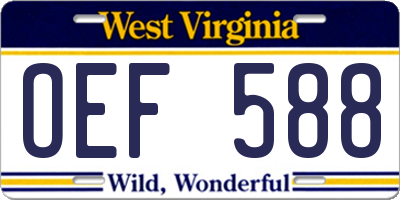 WV license plate OEF588