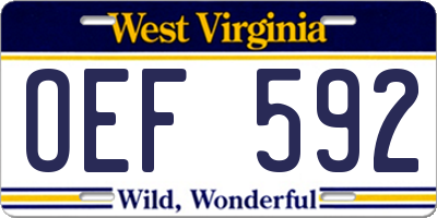 WV license plate OEF592
