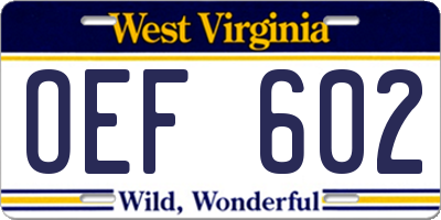 WV license plate OEF602