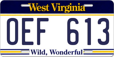 WV license plate OEF613