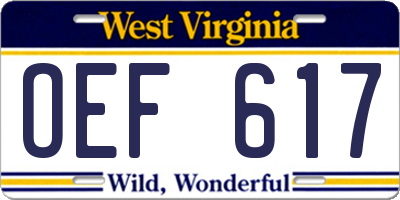 WV license plate OEF617