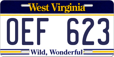 WV license plate OEF623
