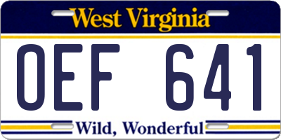 WV license plate OEF641