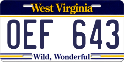 WV license plate OEF643