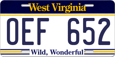 WV license plate OEF652
