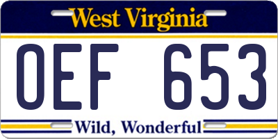 WV license plate OEF653