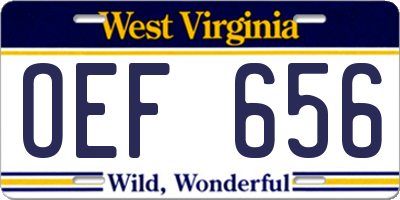 WV license plate OEF656