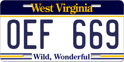 WV license plate OEF669