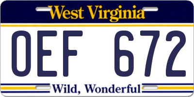 WV license plate OEF672