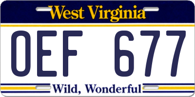 WV license plate OEF677