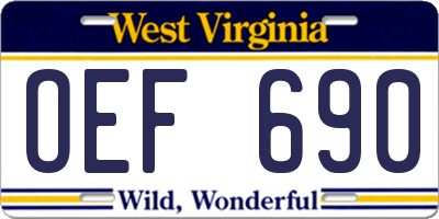 WV license plate OEF690
