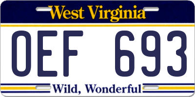 WV license plate OEF693