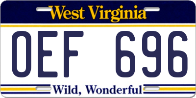 WV license plate OEF696