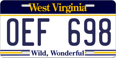 WV license plate OEF698